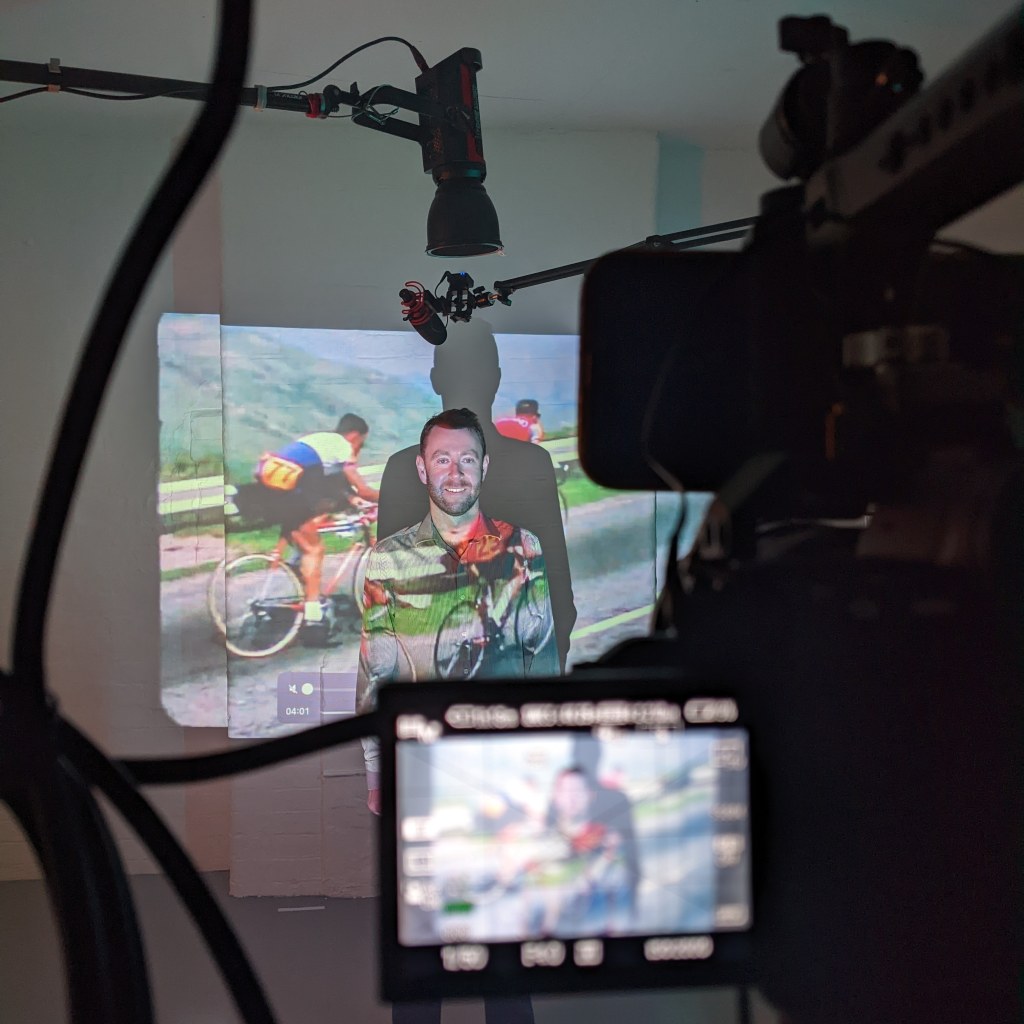 Ian Findlay on camera for a bike brand 